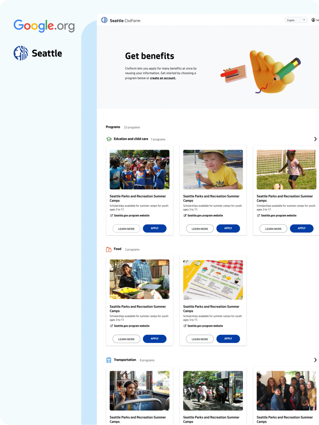 Project: Amplifying city assistance with Civiform, first in Seattle. Explore Project details Civiform application, accessibility-Amplifying city assistance with Civiform, first in Seattle